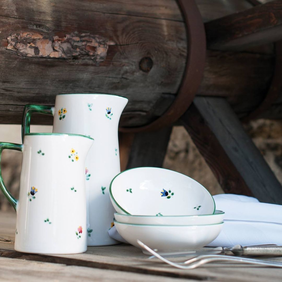 Gmundner Keramik Dîner De Fleurs éparpillées Pour 2 Coupes