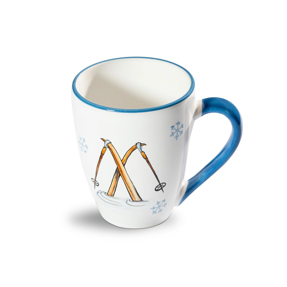 Gmundner Keramik Snow Crystal Blue Mug with Skis