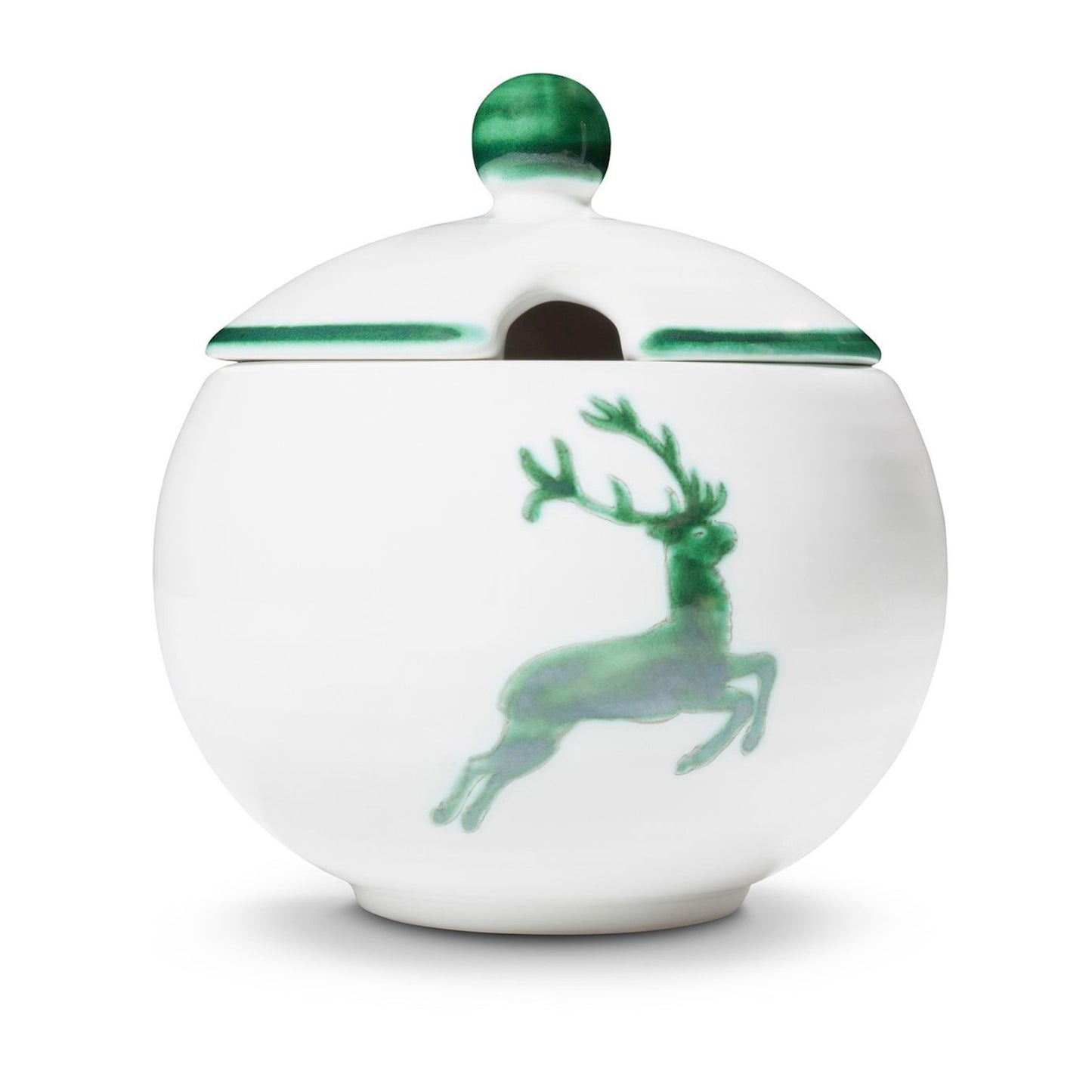 Gmundner Keramik Green Deer Sugar Bowl with Cut Out