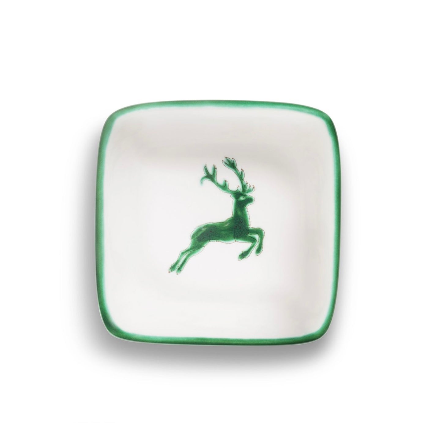 Gmundner Keramik Green Deer Square Snack Bowl 3.5"