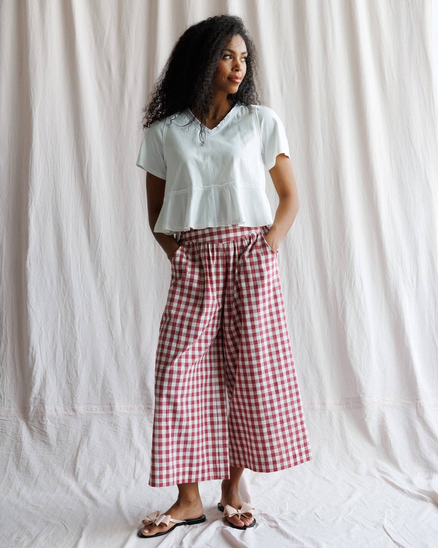 Downeast - Charm Red Gingham Cropped Pant