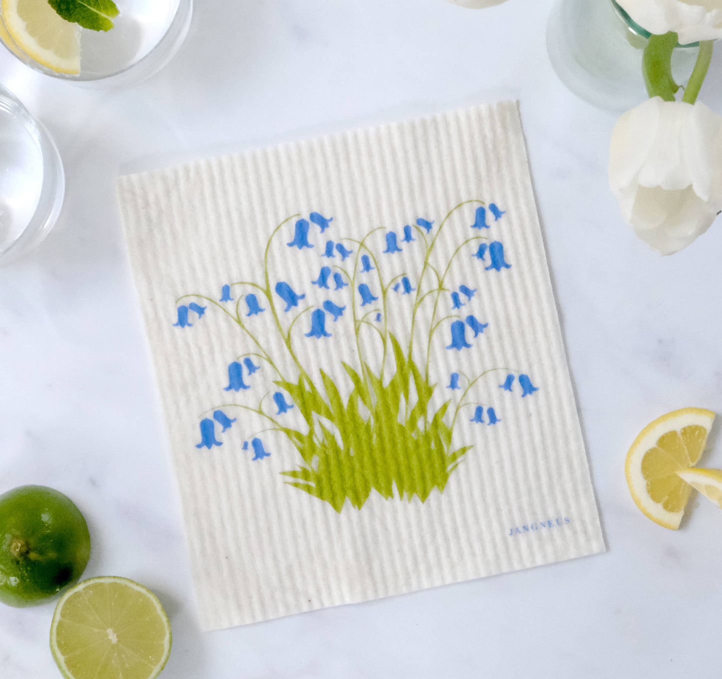 Jangneus - Swedish Dishcloth - Bluebells - Blue - Botanical Design