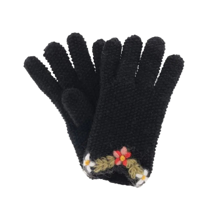 French Knot Eleanor Gloves - Black