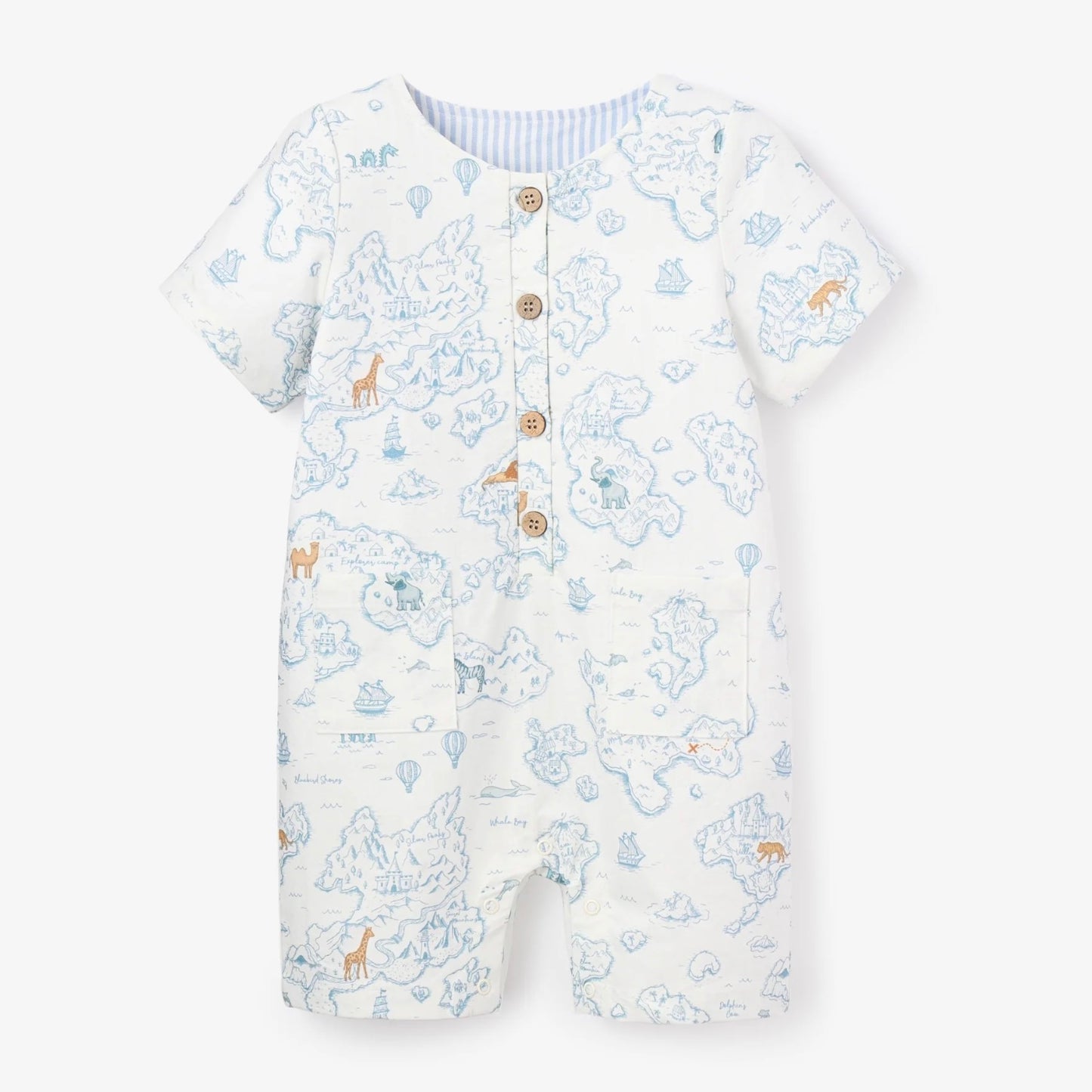 Elegant Baby Blue Map Print Shortall