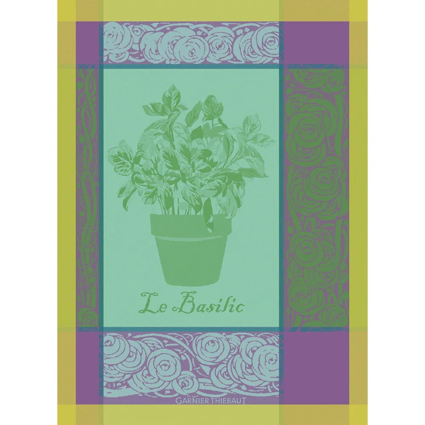 Garnier Thiebaut Basilic Purple Jacquard Kitchen Towel