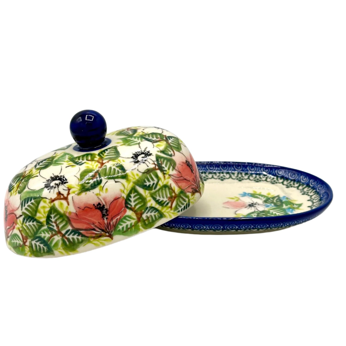 Polish Pottery Small Floral Butter Dish - Art 2 08-0355 A2