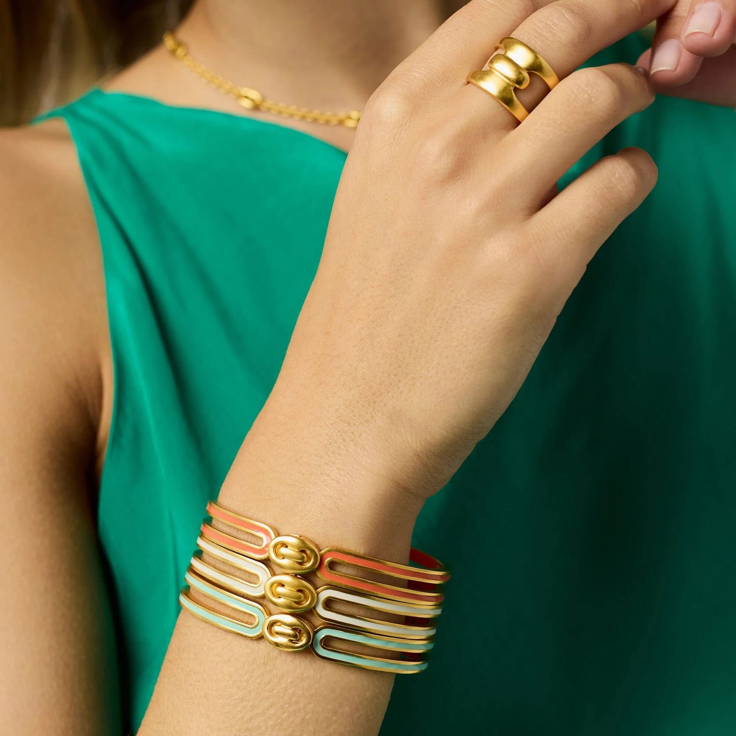 Julie Vos Laguna Enamel Hinge Bangle - Ivory