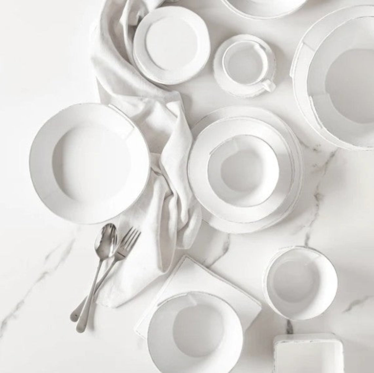 Vietri Lastra White Large Shallow Serving Bowl