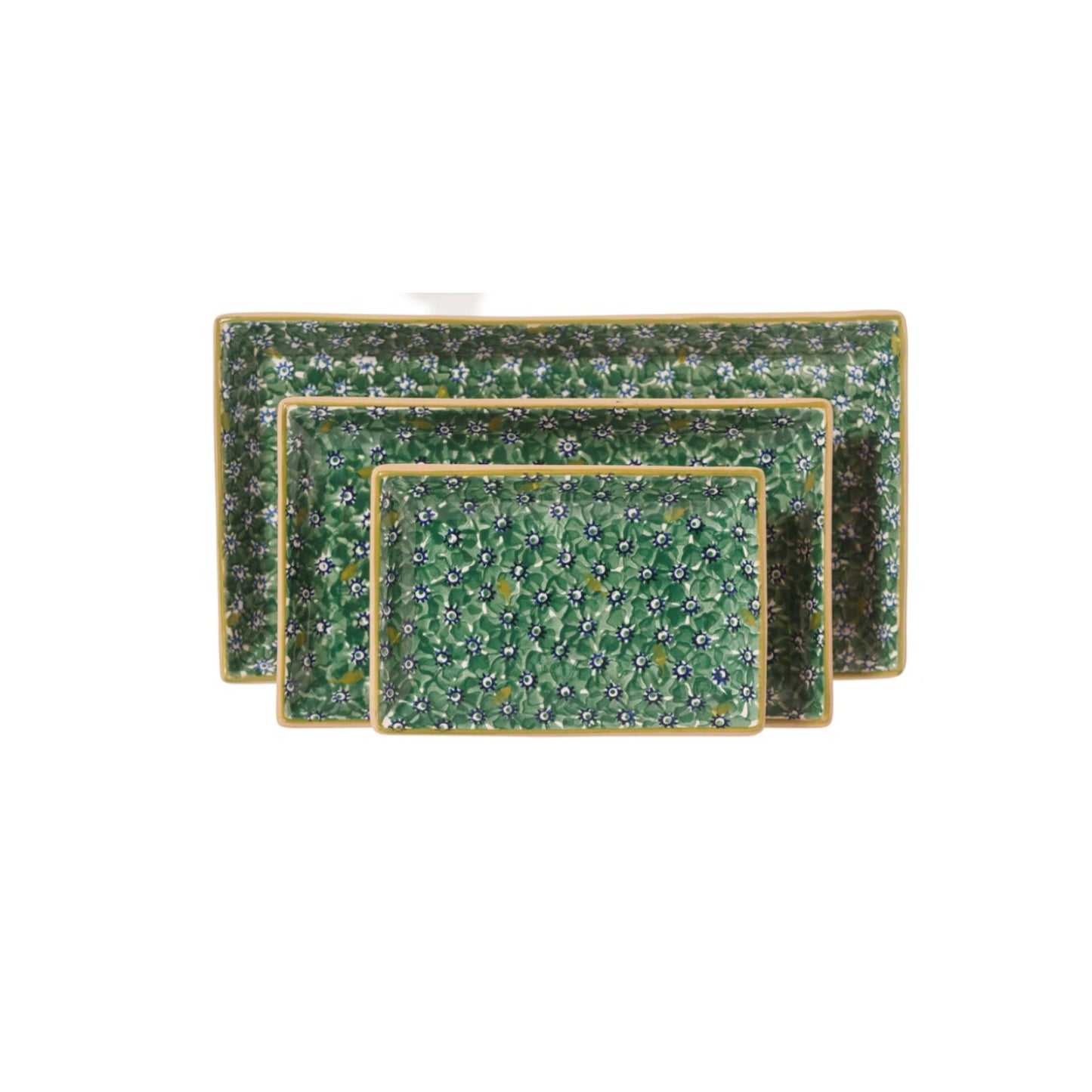 Nicholas Mosse Lawn Green Rectangle Dish Set/3