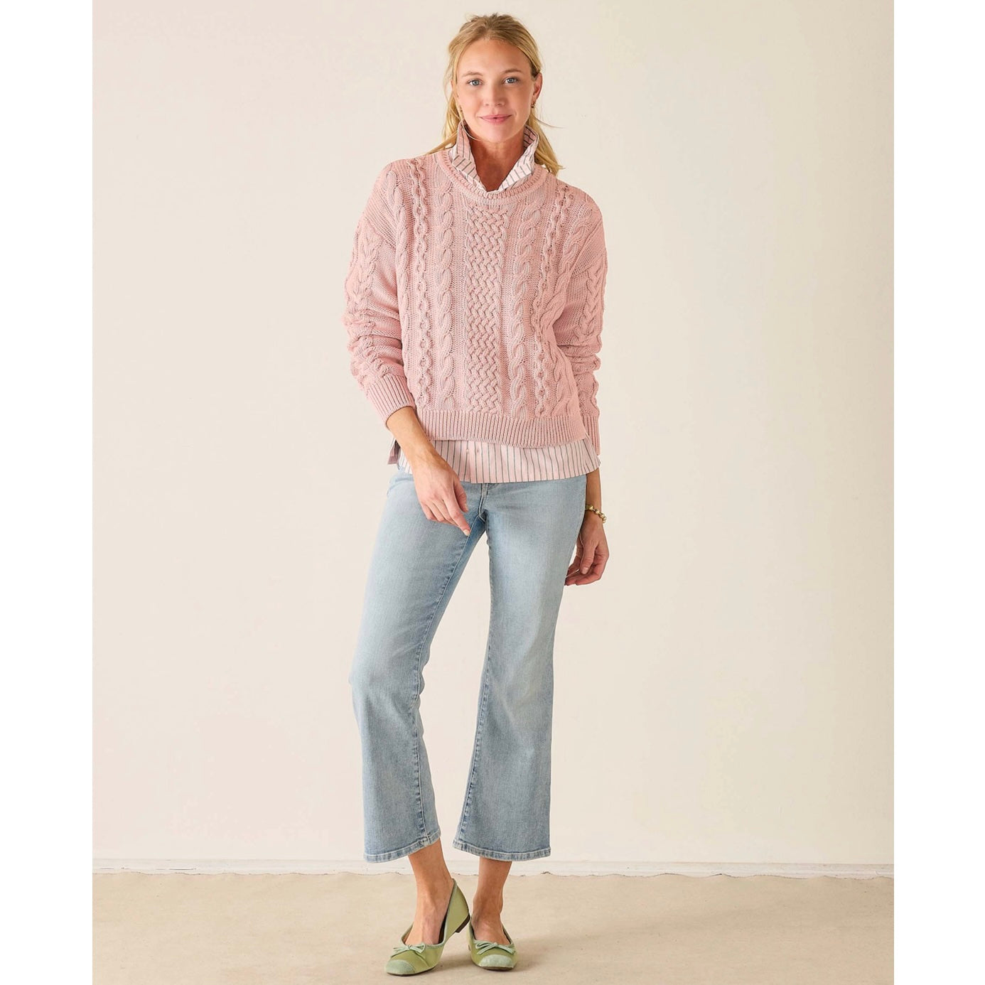 Mersea Fisherman Crewneck Pullover - Water Lily