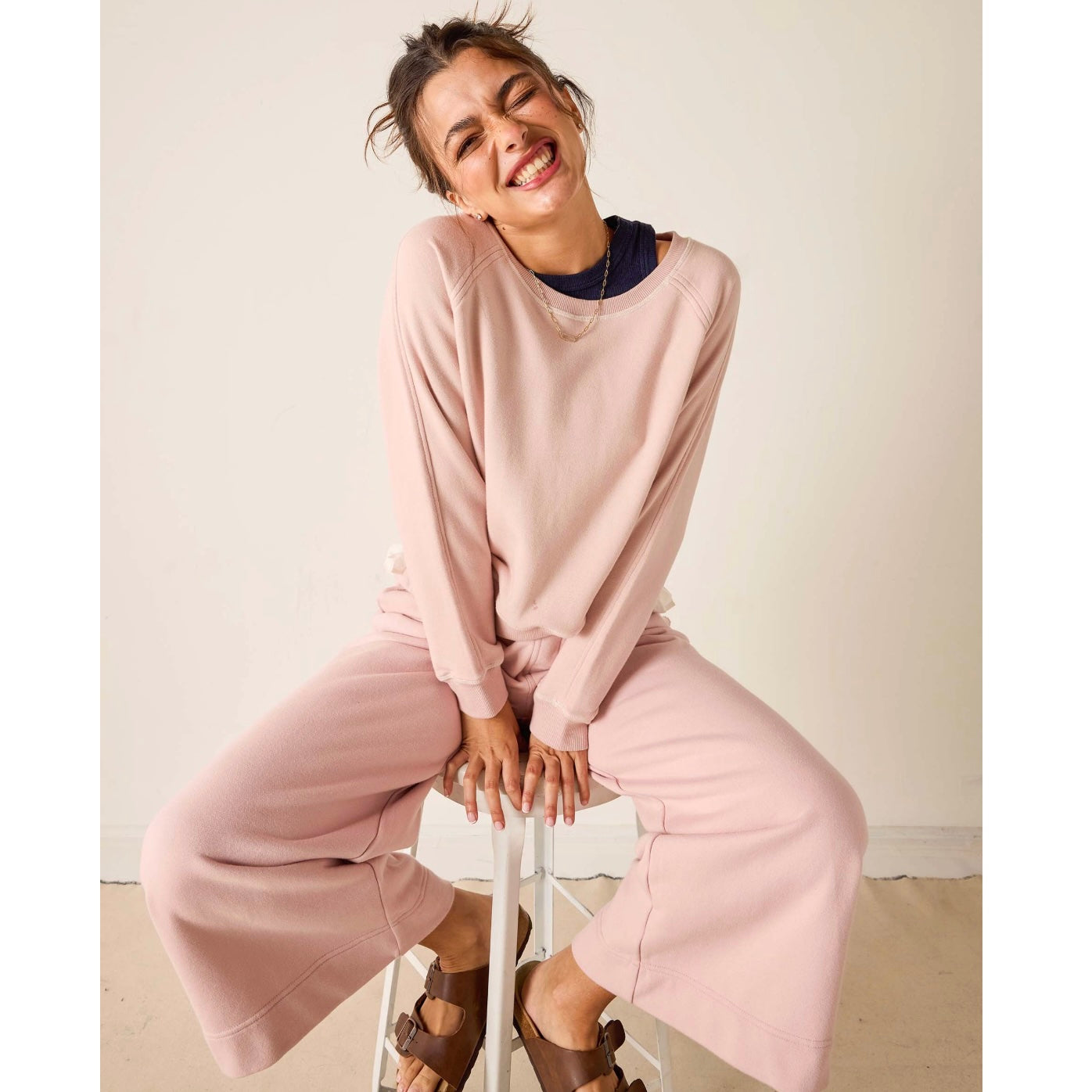 Mersea Frenchie Tie Side Crewneck - Mineral Pink