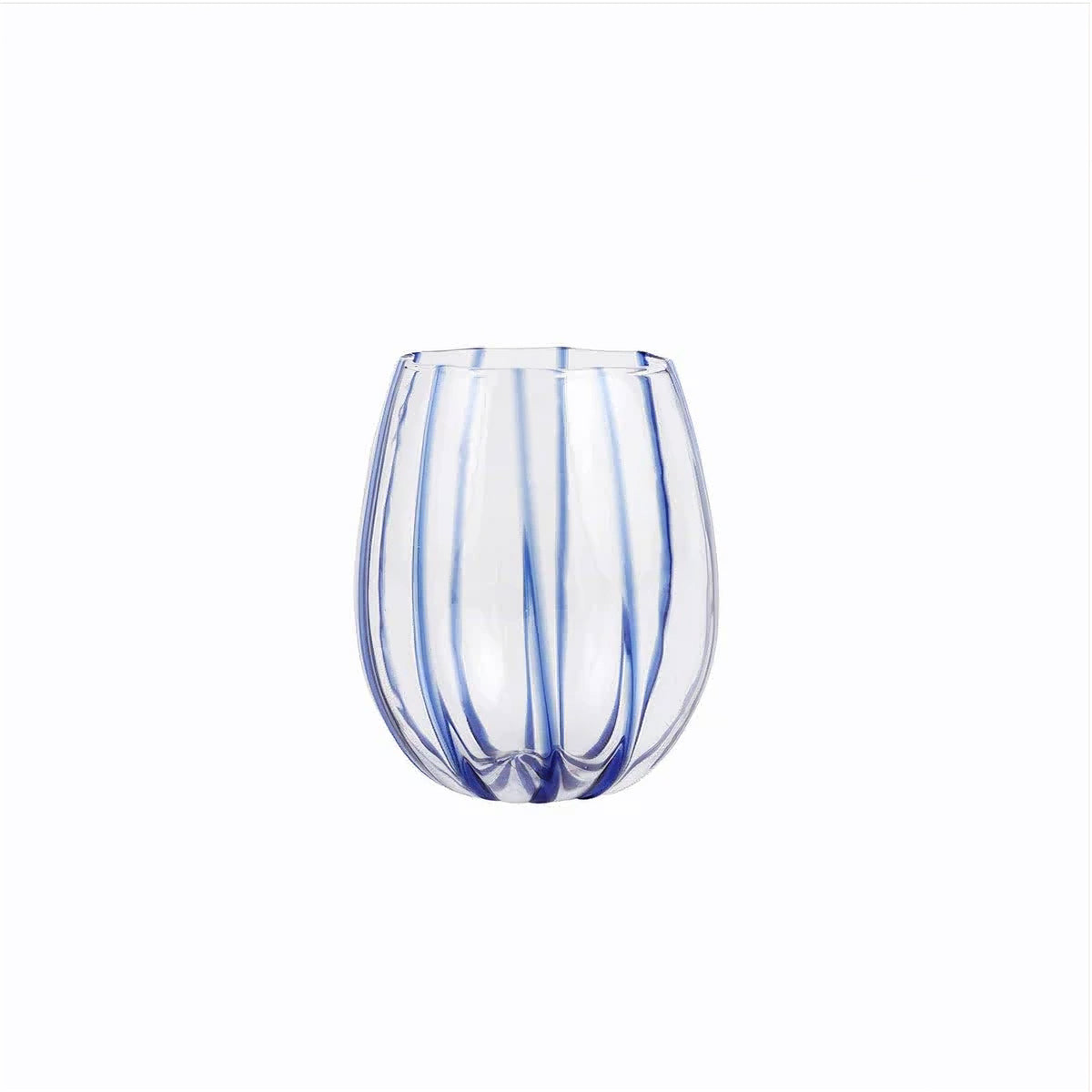 VIETRI Nuovo Stripe Blue Stemless Wine Glass