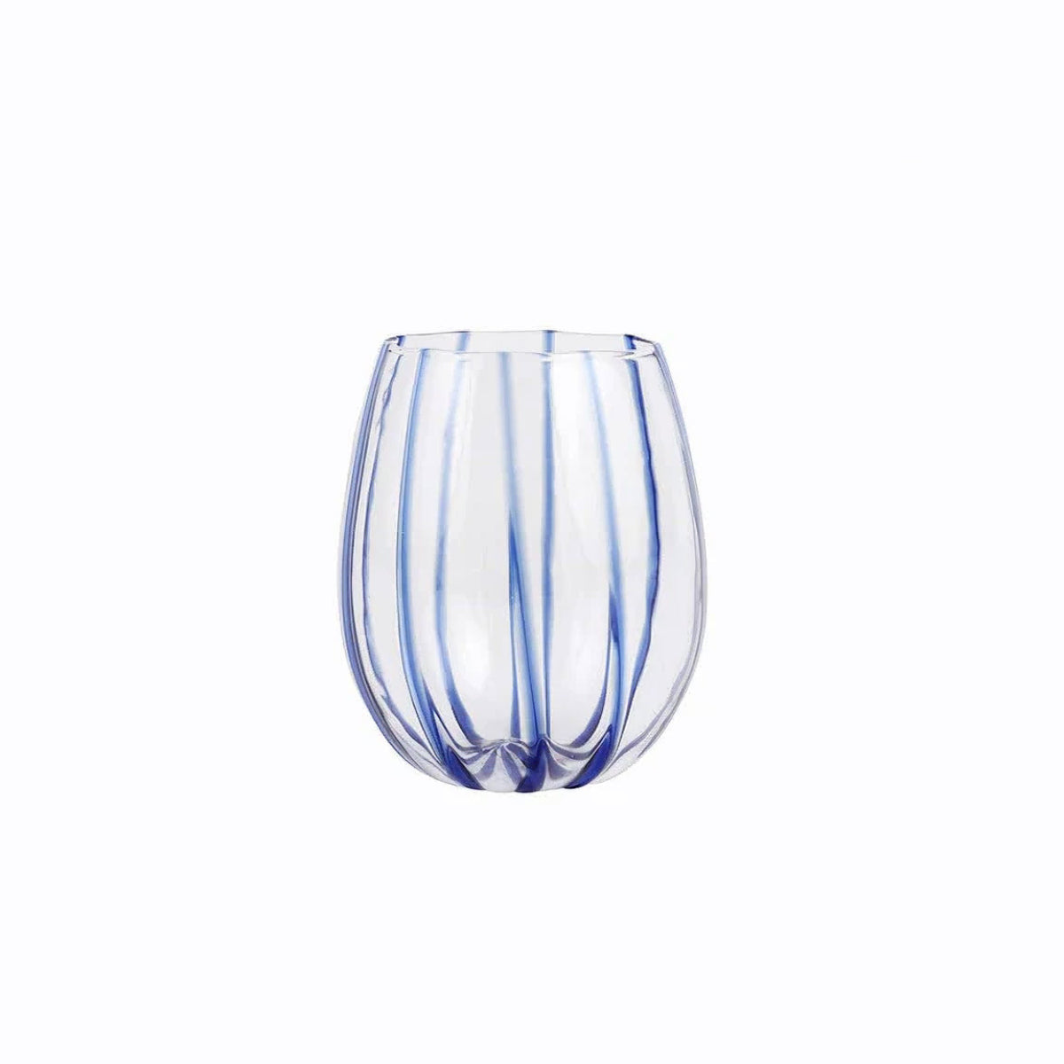 VIETRI Nuovo Stripe Blue Stemless Wine Glass