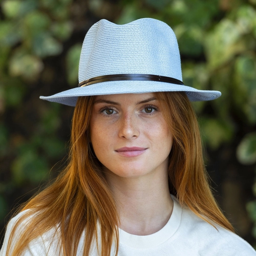 Travaux en Cours Sky Blue Leather Tie Paper Hat