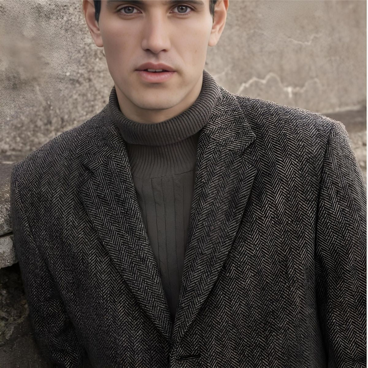 Jack Murphy Men's Owen Tweed Coat - Charcoal Wide Herringbone