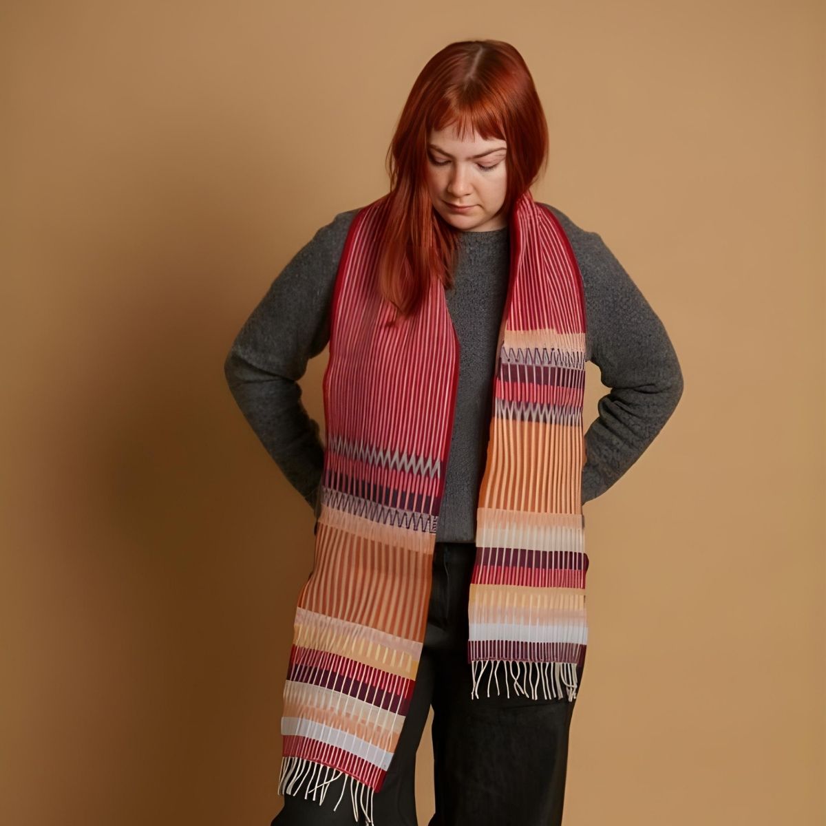 Wallace Sewell Edera Cranberry Lambswool Texture Scarf