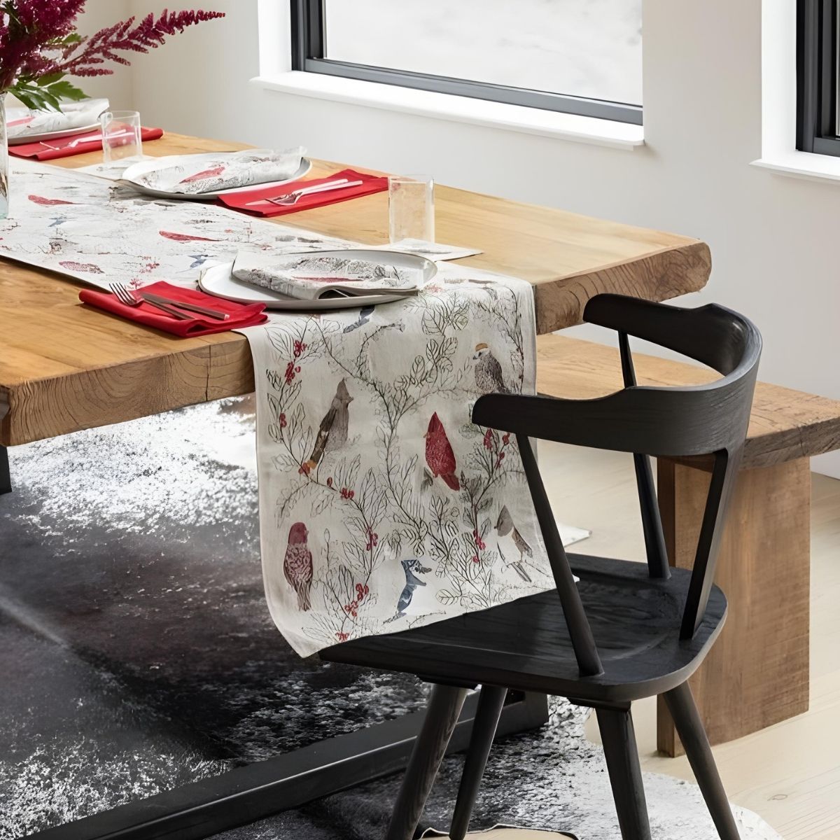 Coral & Tusk Winter Birds Table Runner