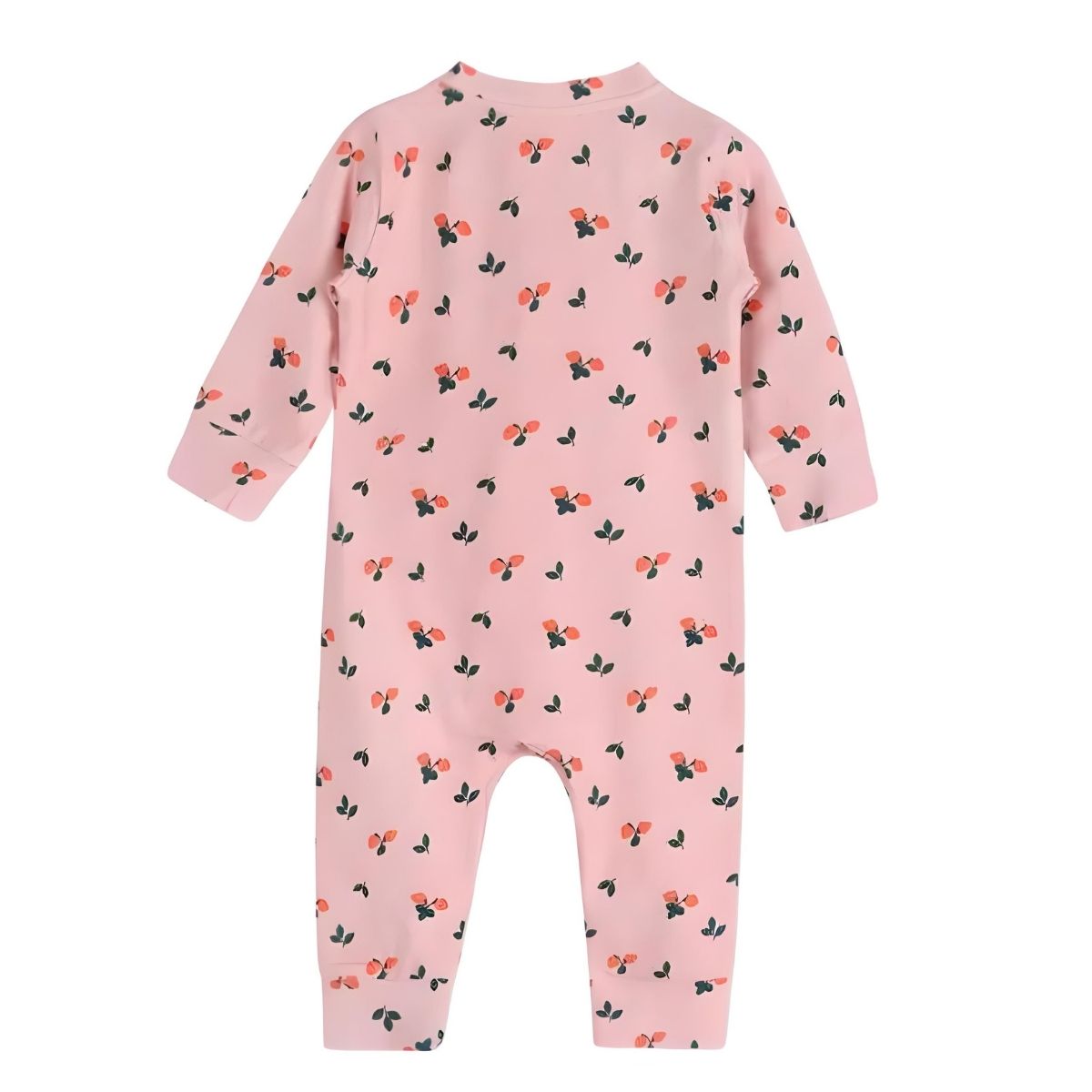 Viverano Organic Strawberry Baby Ruffle Zipper Jumpsuit - Pink