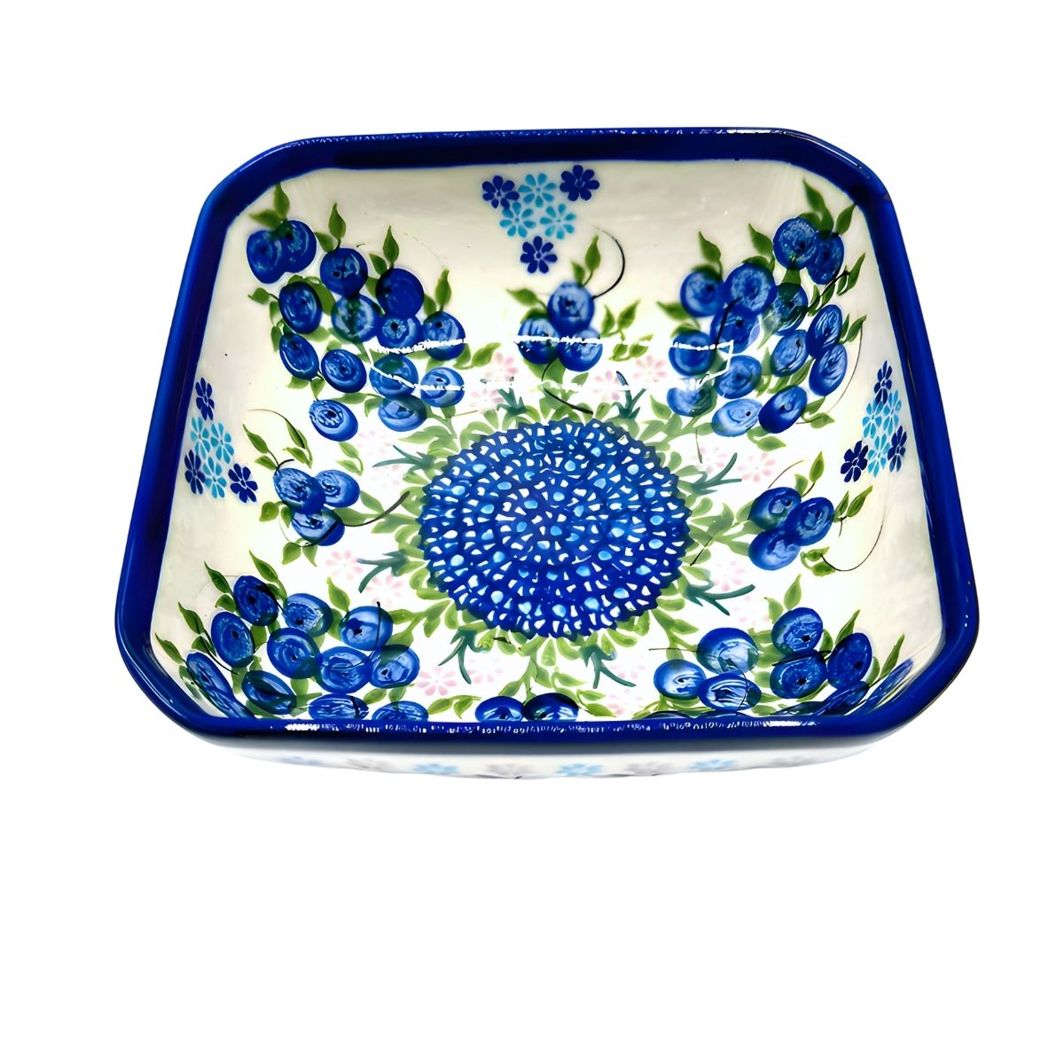 Polish Pottery Blueberries Small Square Bowl