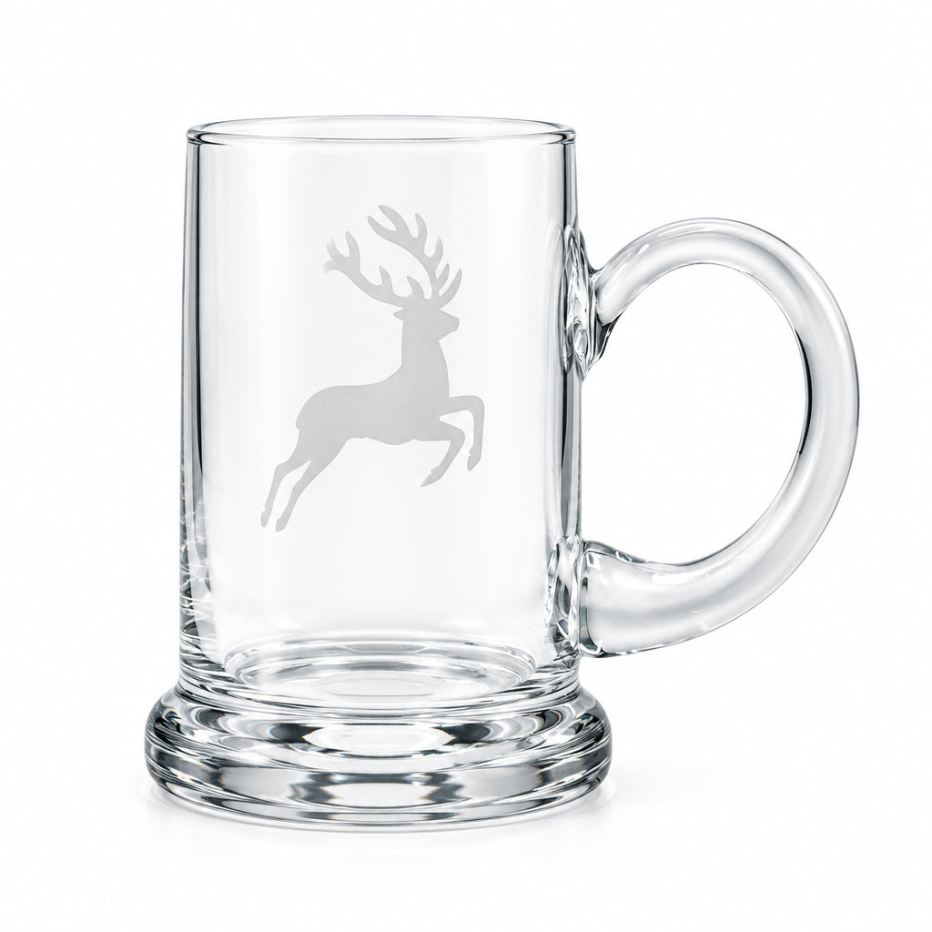 Gmundner Keramik Glass Beer Mug with Etched Deer - Retired - LAST ONE
