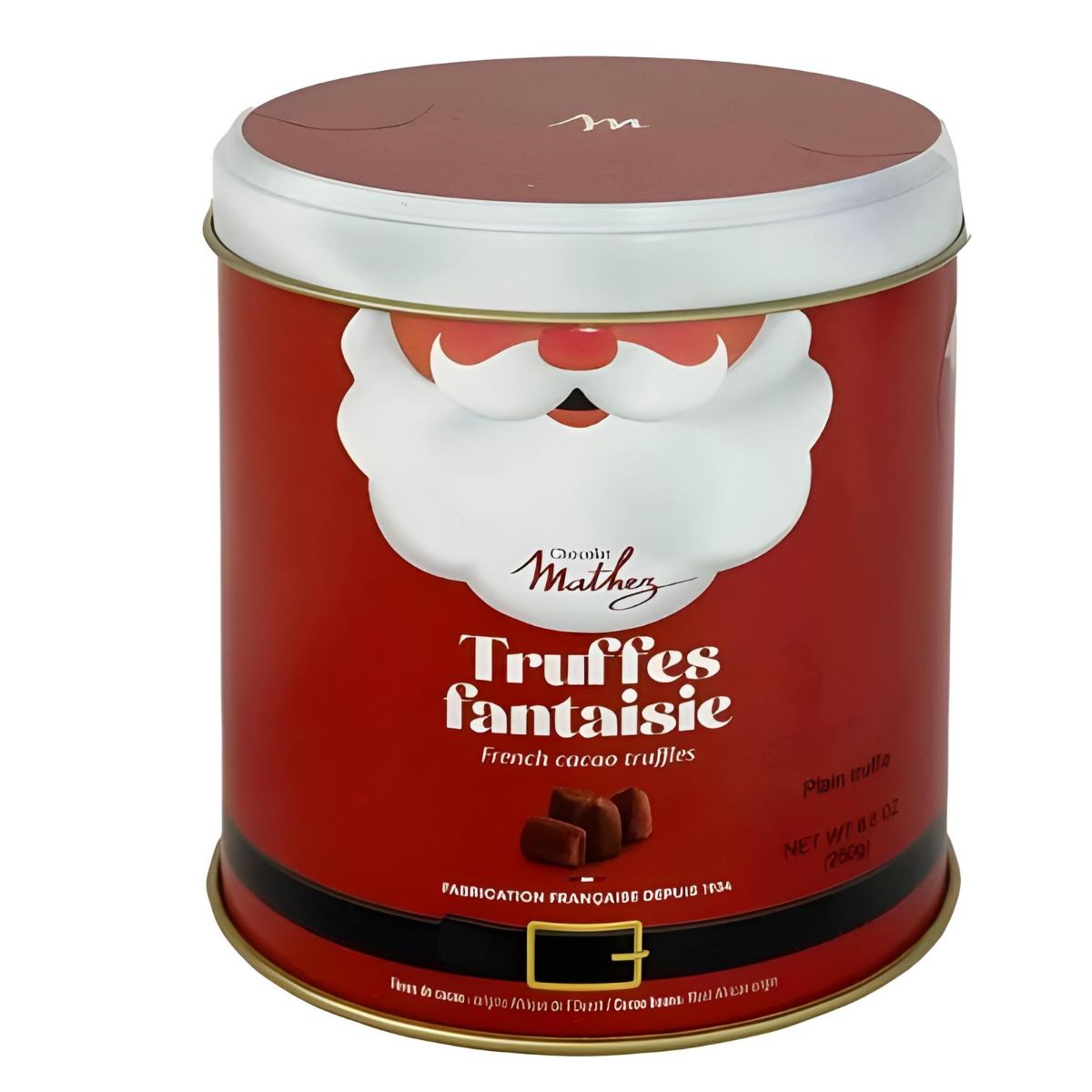 Chocolat Mathez Cocoa Powdered Original Truffles in Santa Tin
