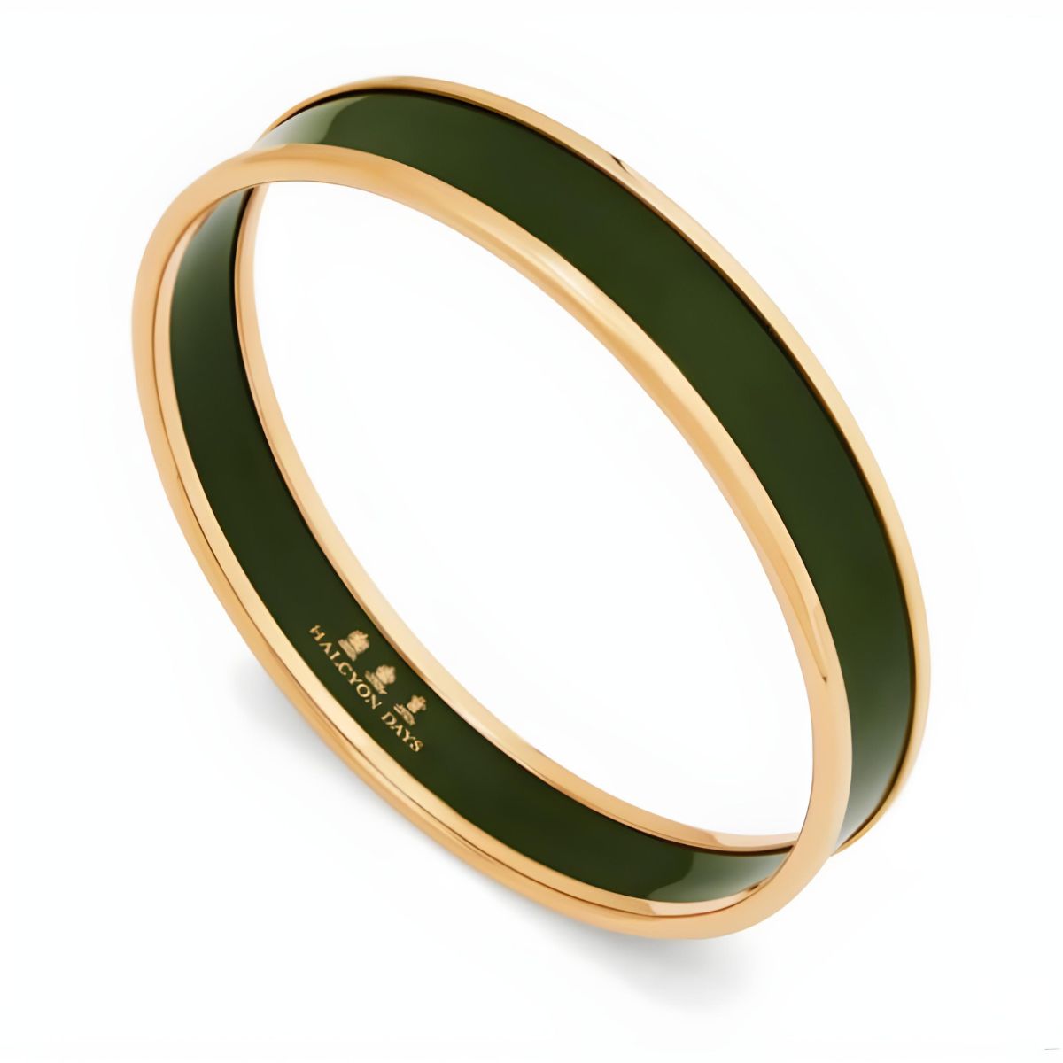 Halcyon Days Green & Gold Enamel Bangle - SMALL