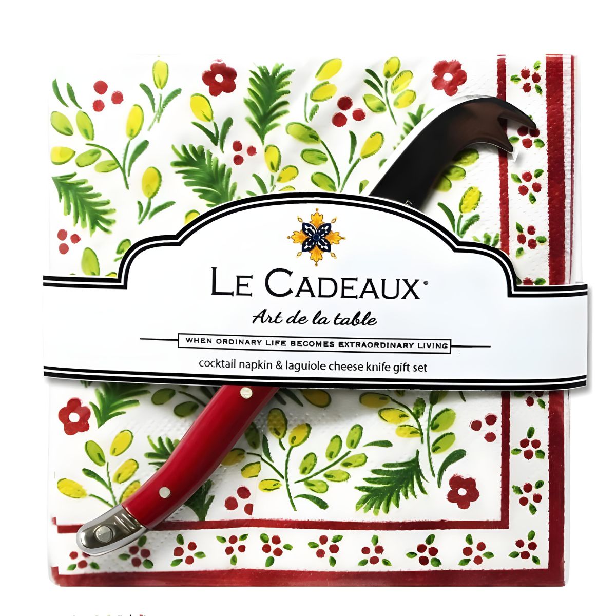 Le Cadeaux Noelle Cocktail Napkin & Cheese Knife Set