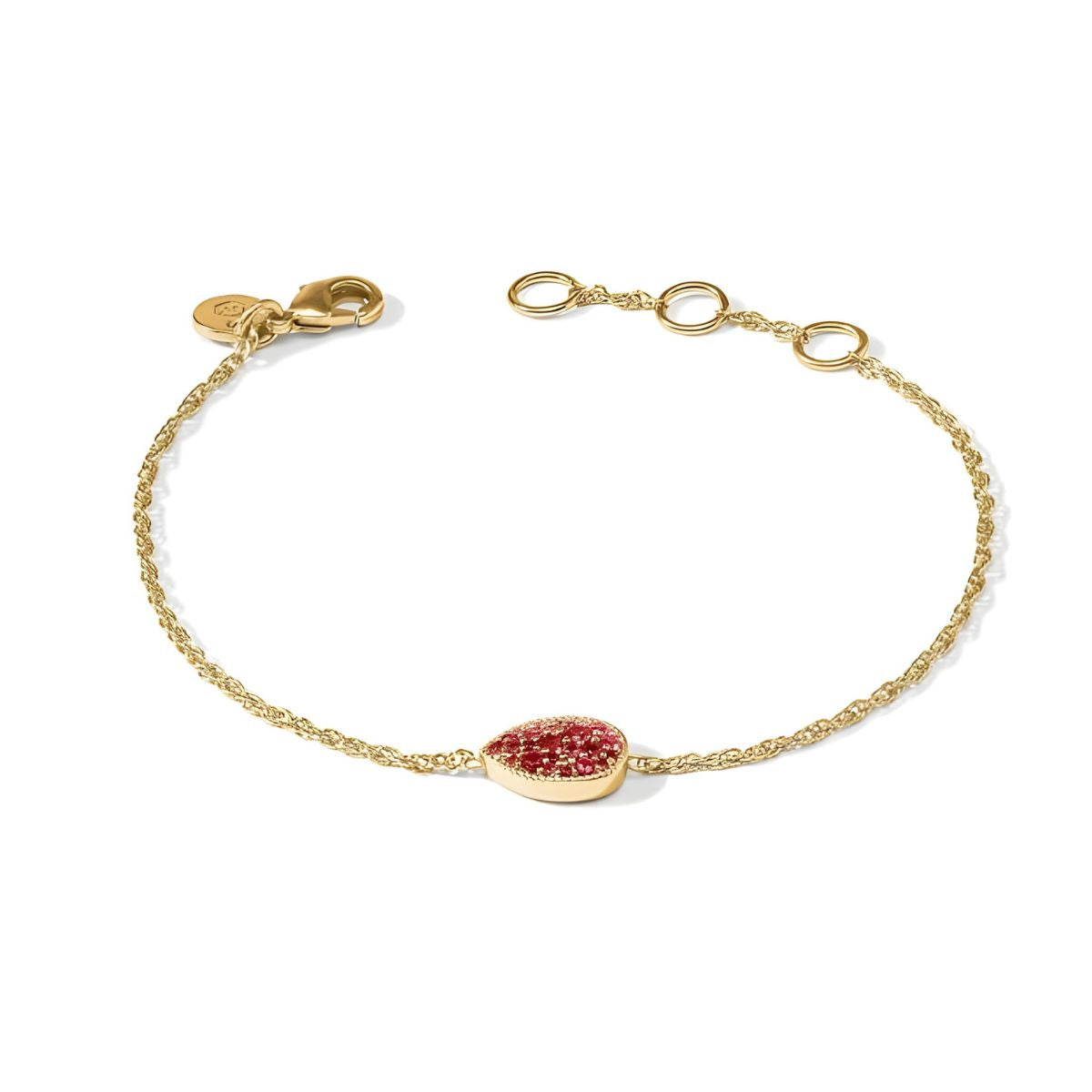 Julie Vos Pave Teardrop Delicate Bracelet - Ruby Red