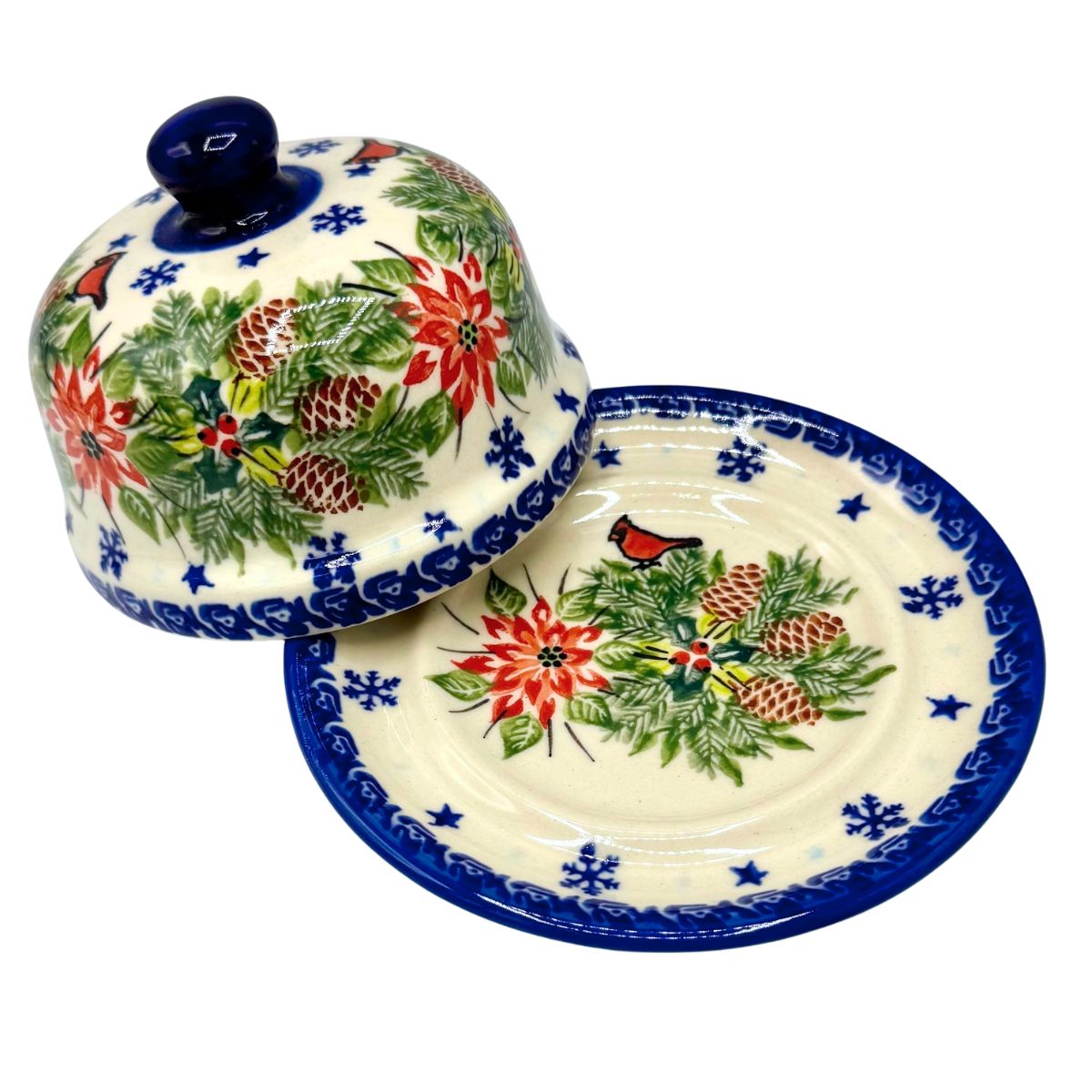Polish Pottery Holiday Cheese/Butter Dish
