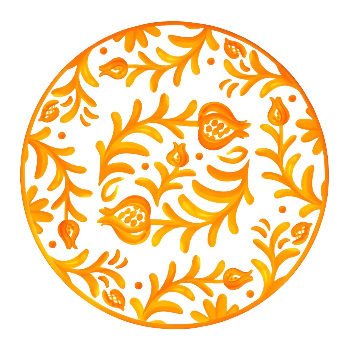 Le Cadeaux Sicily Orange Melamine Dinner Plates Set/4