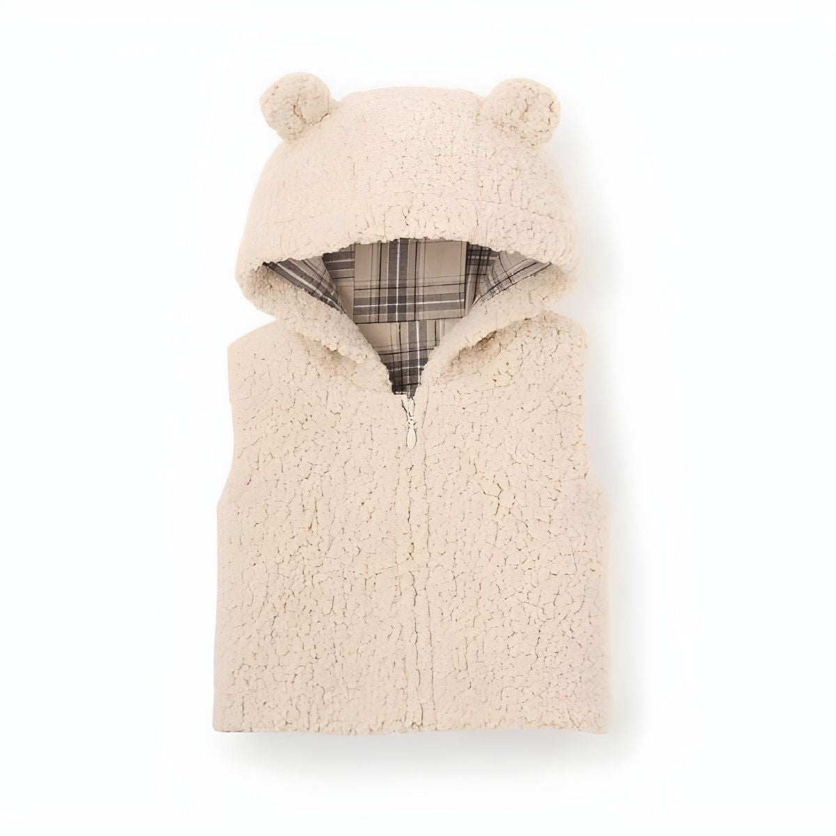 Elegant Baby Sherpa Hooded Vest - Wheat