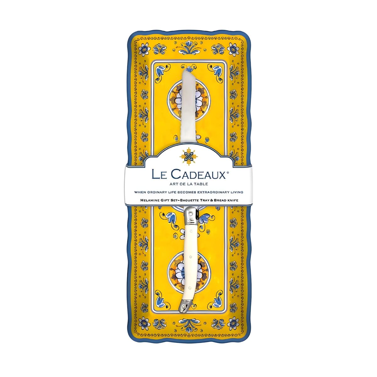 Le Cadeaux Benidorm Melamine Baguette Tray & Bread Knife Set
