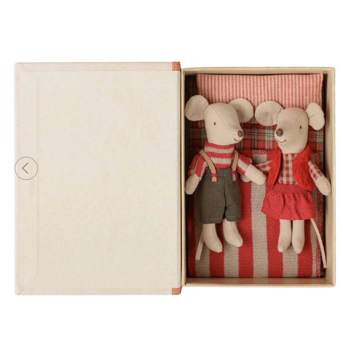 Maileg Christmas Twin Mice, Little Sister And Brother In Book