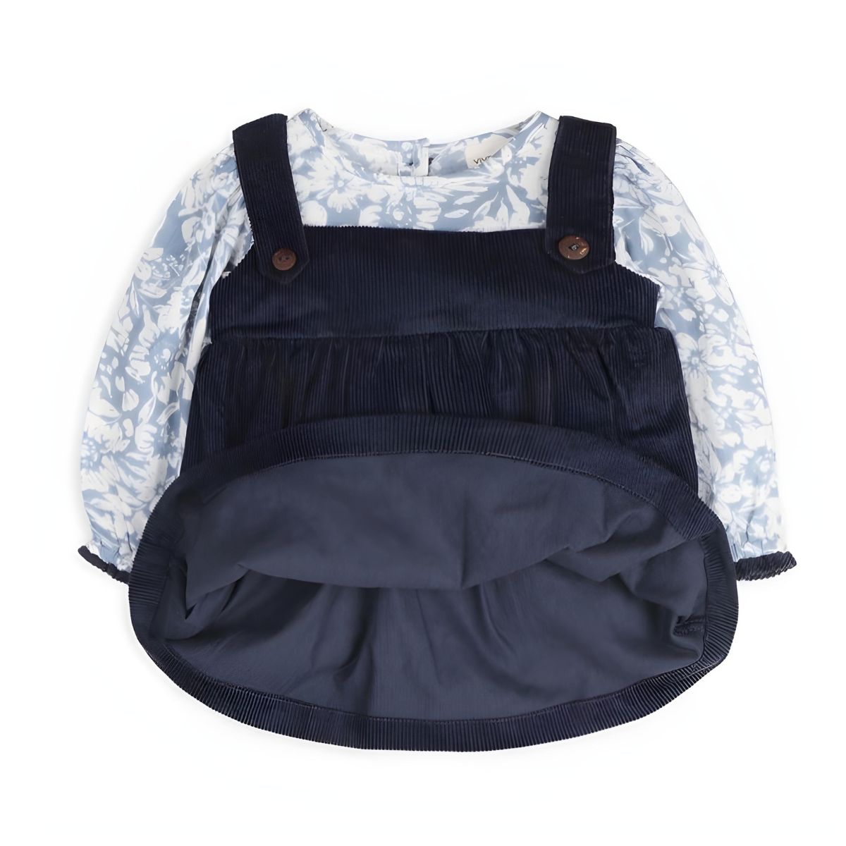 Viverano Organics Cassis Pinafore Baby Dress & Bloomer Set - Blue Floral