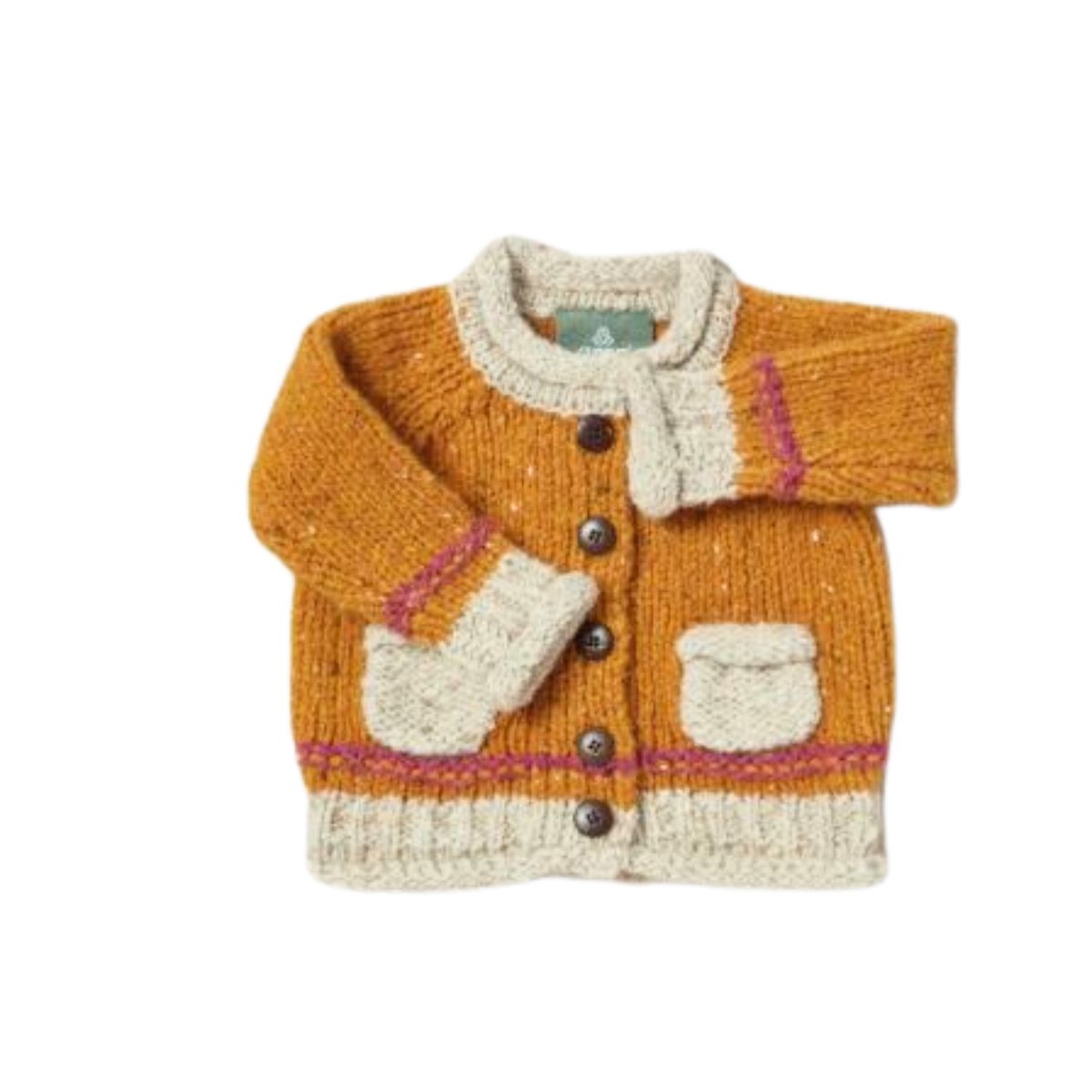 Aran Woollen Mills Réalta Baby Roll Neck Cardigan - Starlight - Small