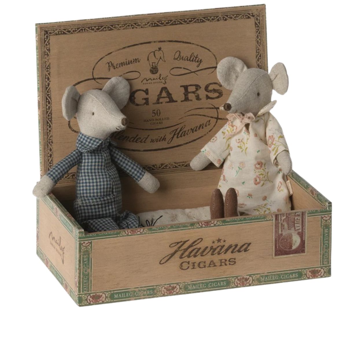 Maileg Grandma & Grandpa Mice in Cigarbox