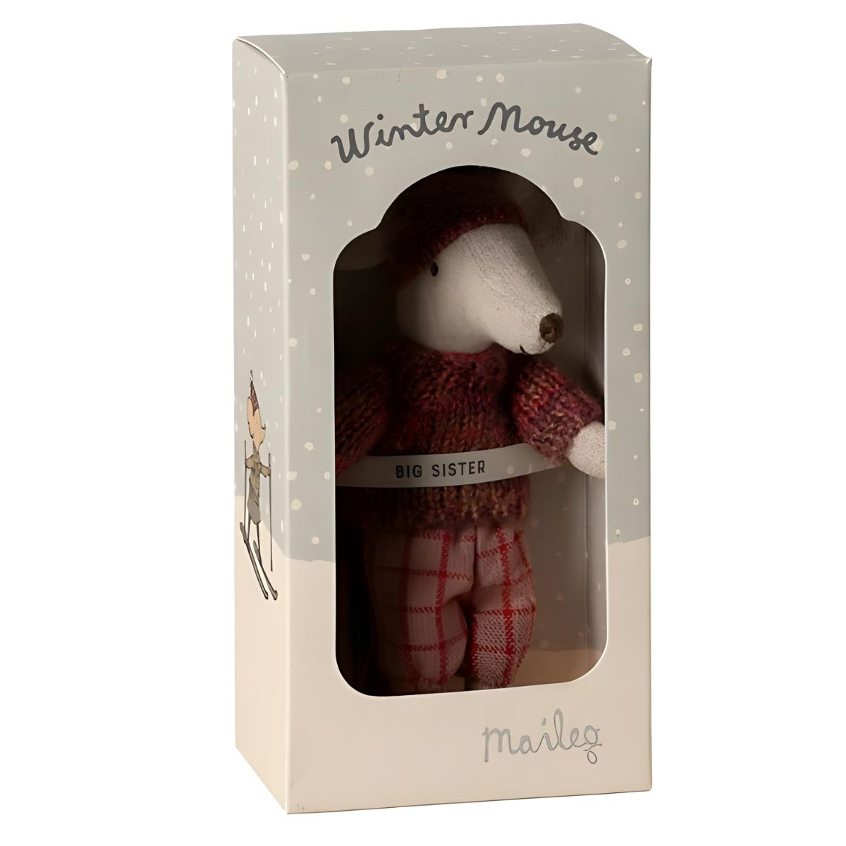 Maileg Winter Mouse with Ski Set - Big Sister - Rose