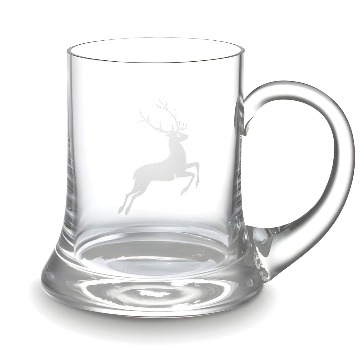 Gmundner Keramik Glass Tankard with Etched Deer on Glass