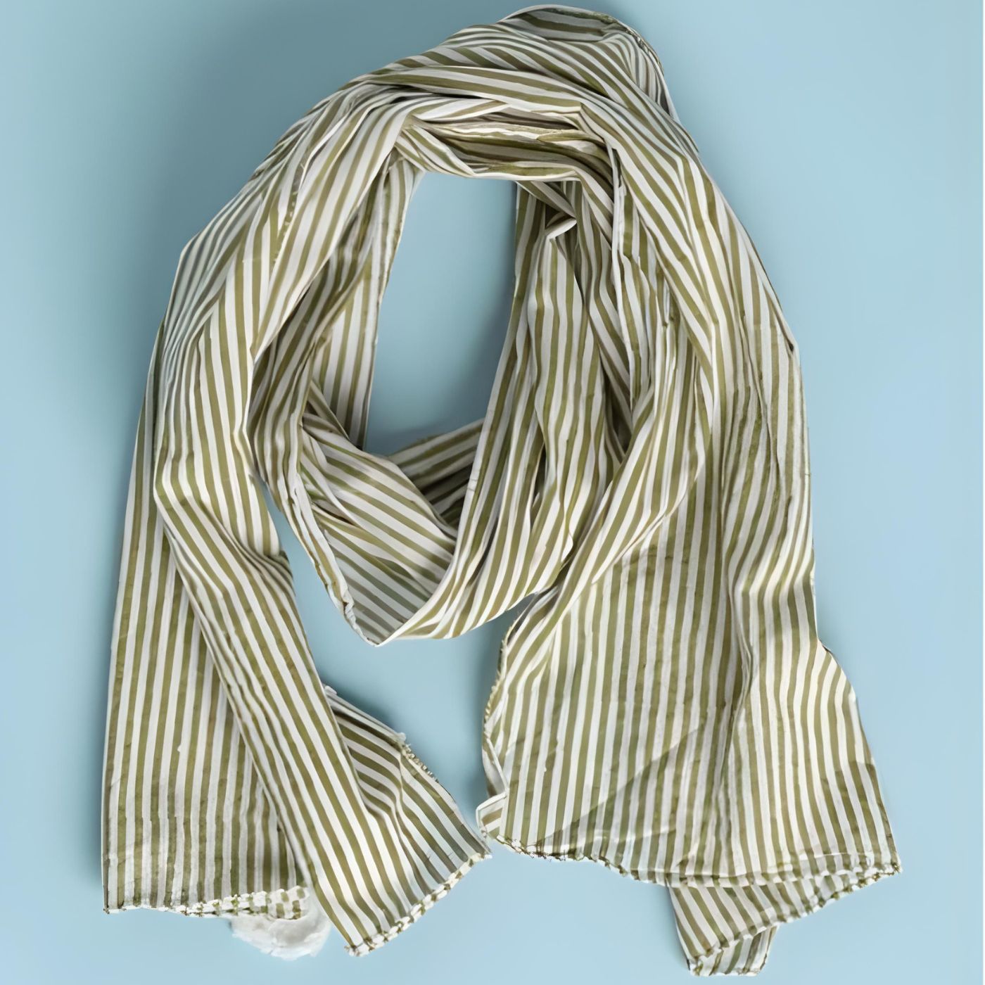 and for Good Scarf - Stripe Skinny Olive Oil