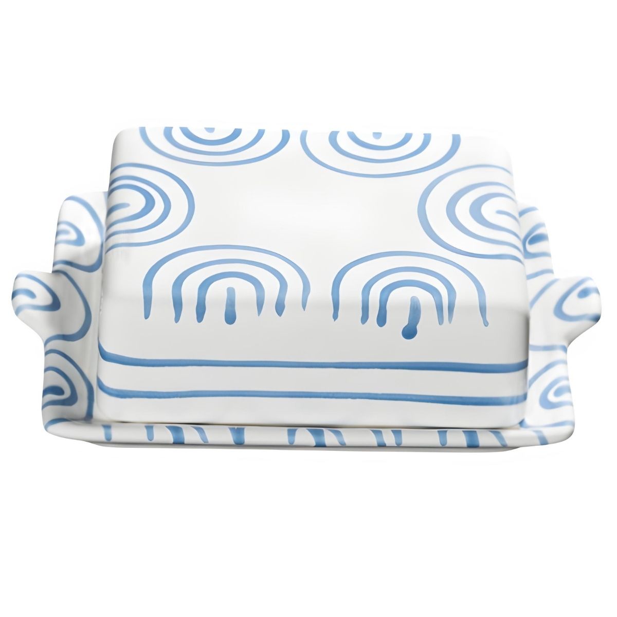 Gmundner Keramik Dizzy Blue Butter Dish Large
