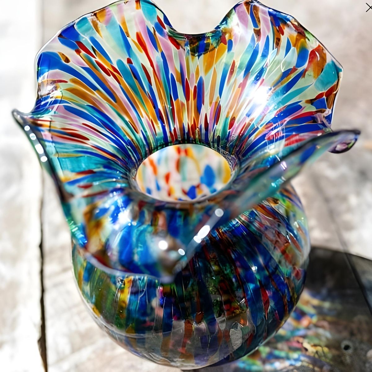 Vietri Hibiscus Glass Carnevale Bud Vase