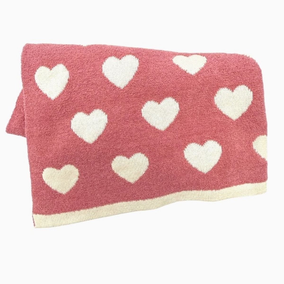Viverano Organic Fuzzy Love - Organic Jacquard Knit Baby Blanket - Baby Pink