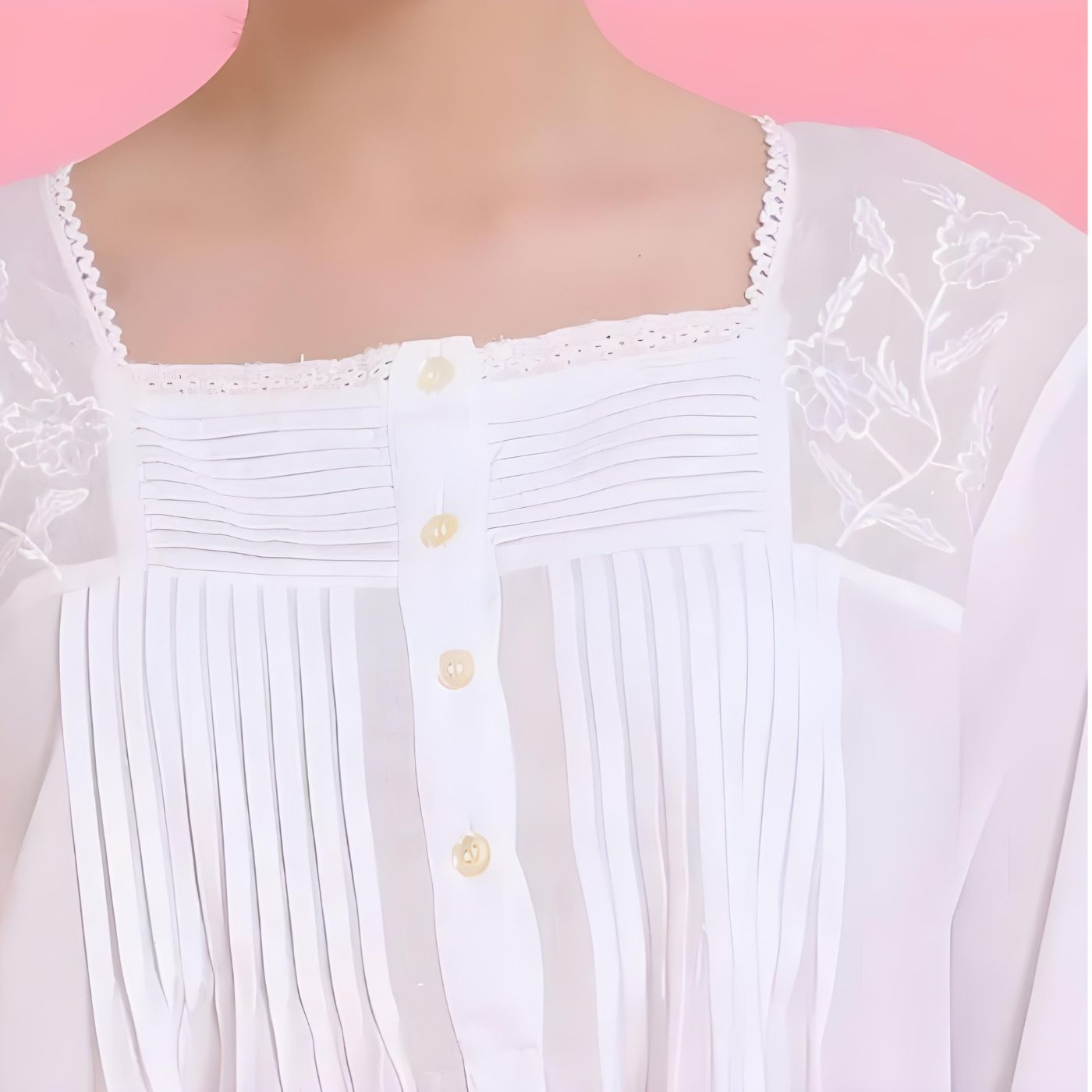 Mahogany Regina Long Sleeve Nightgown - White