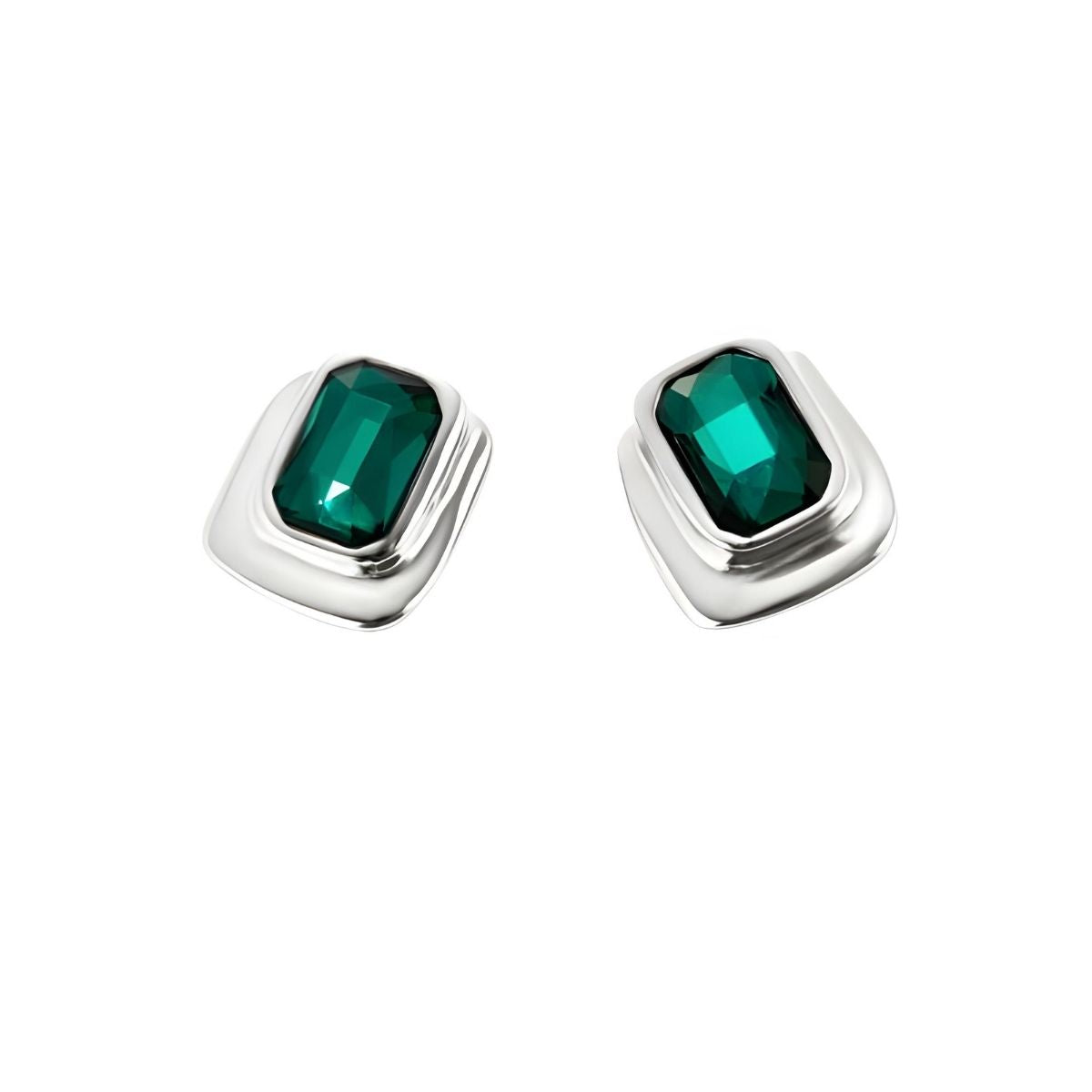 UNOde50 Stud Earrings with Green Crystal