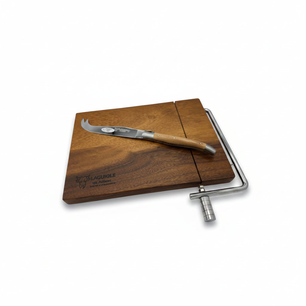 Laguiole en Aubrac Acacia French Cheese Cutting Board with Applewood Knife