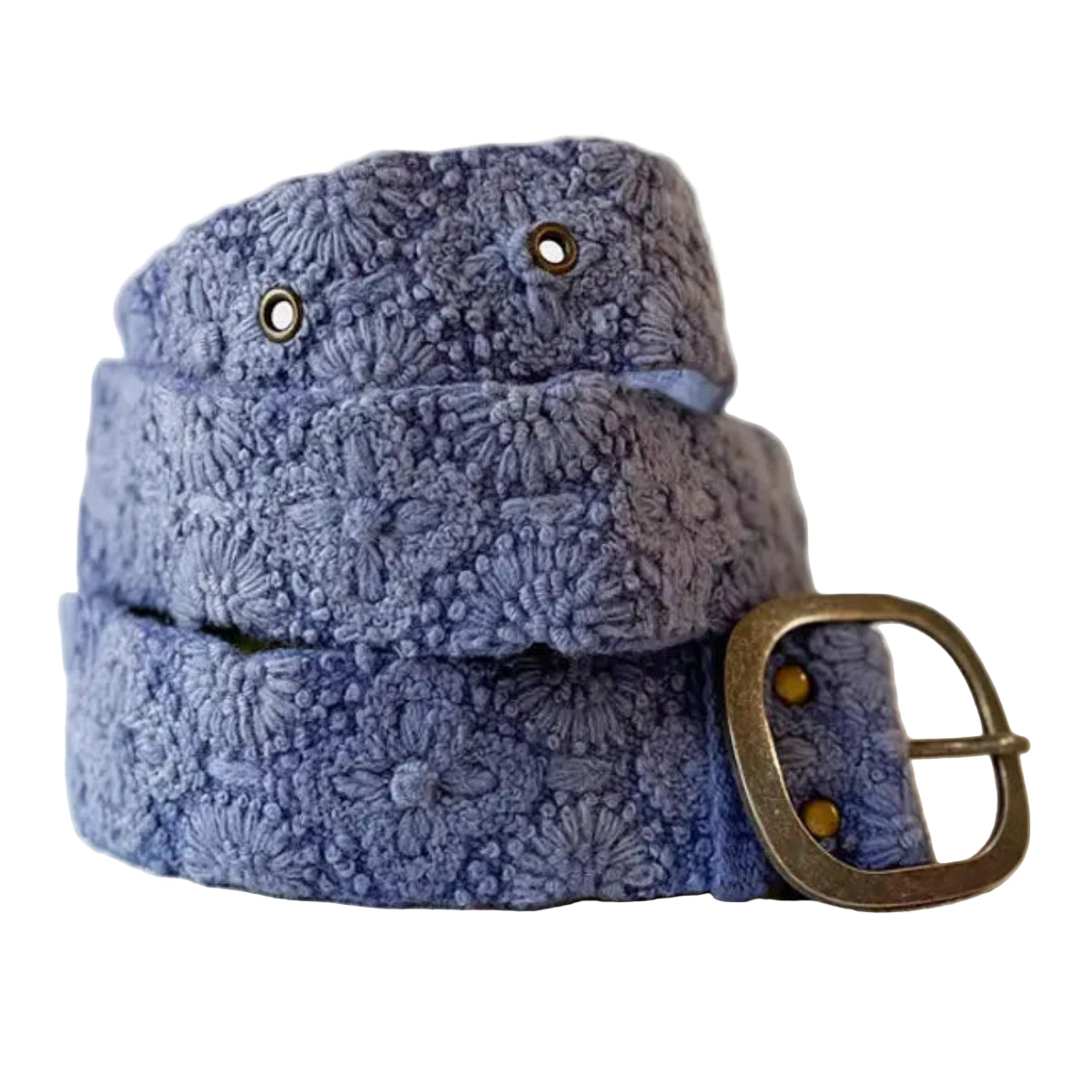 Azure Seas Embroidered Wool Belt