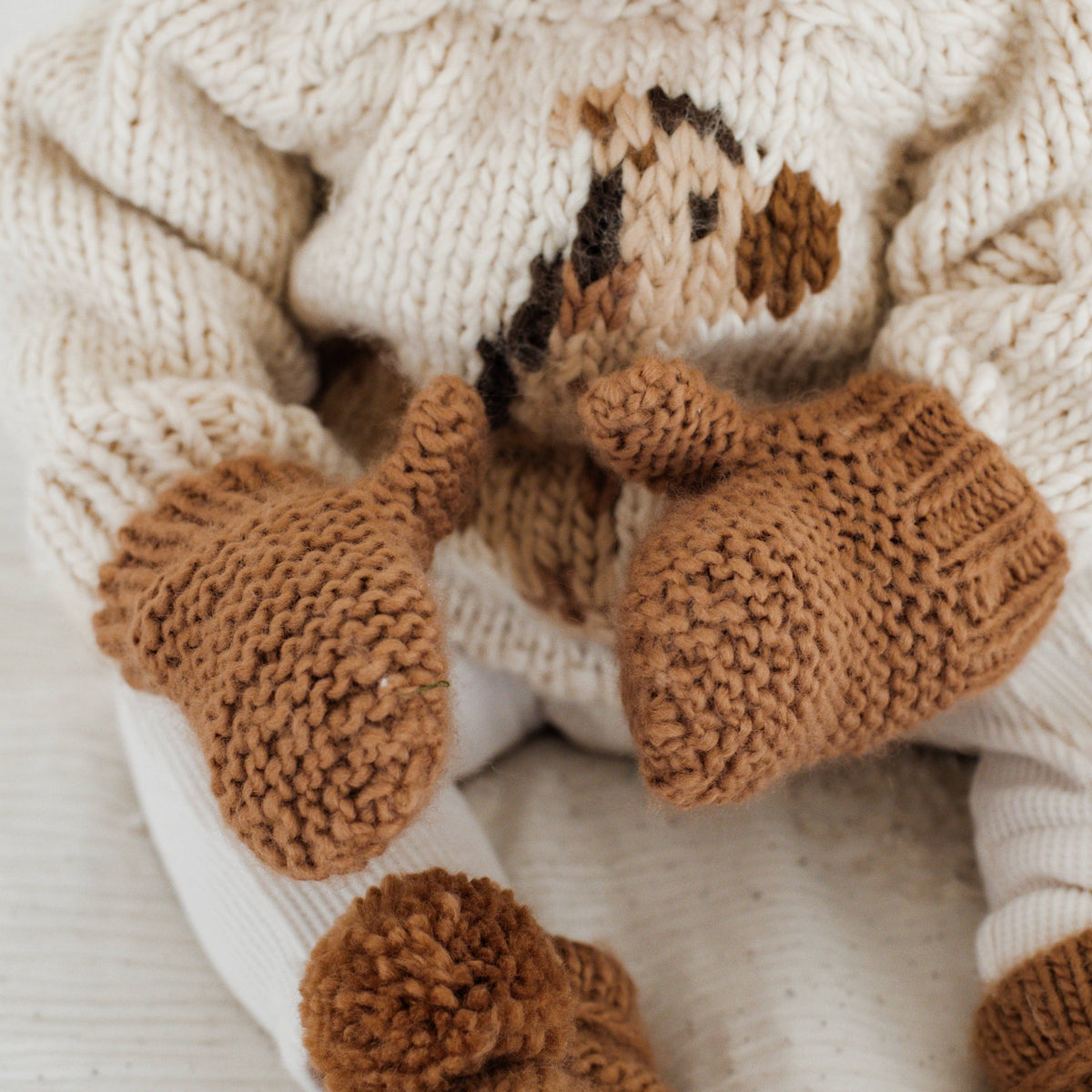 Huggalugs - Garter Stitch Mittens Natural for Baby