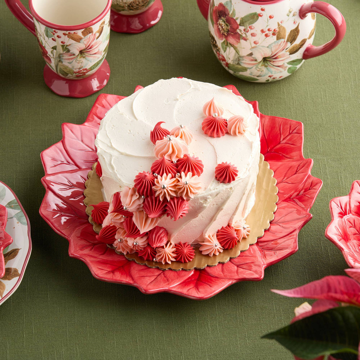 Winter Blooms 3-D Poinsettia Platter