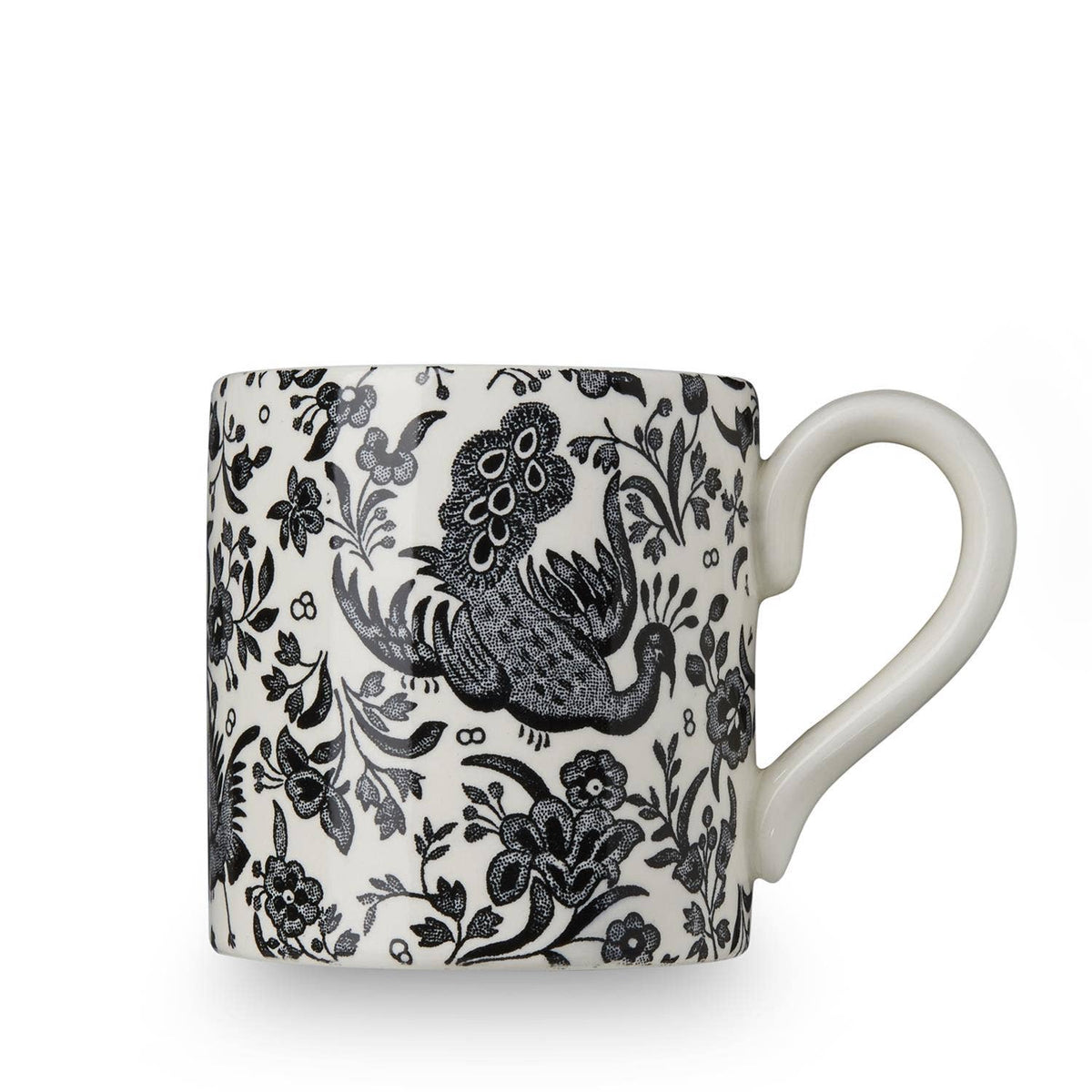 Burleigh Black Regal Peacock Mini Mug - Retired Set/2