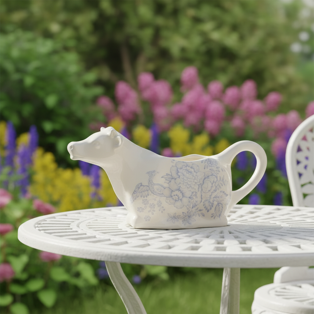 Burleigh Blue Asiatic Pheasants Cow Creamer